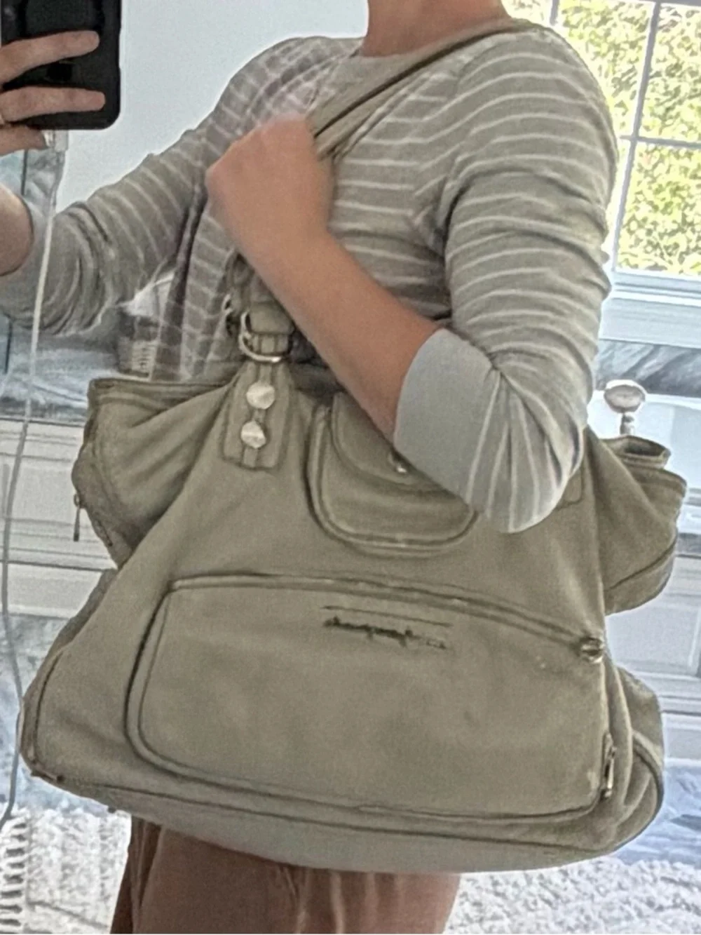 Marc by Marc Jacobs Leather Diaper Bag | 100% Leather | Large Grey